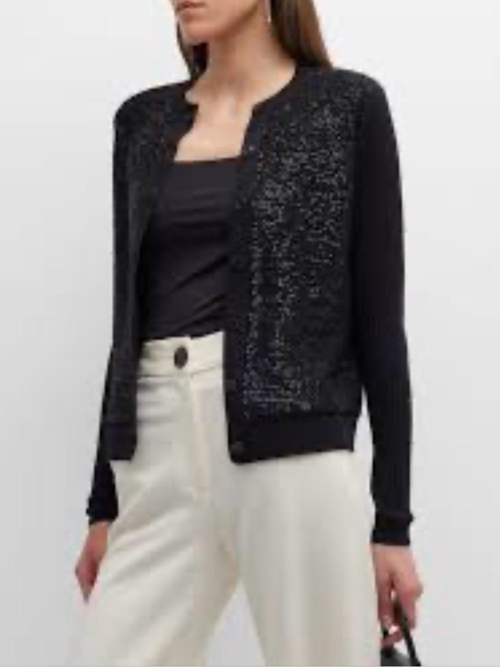 Twin-Set Sequins Silk Black Cardigan
